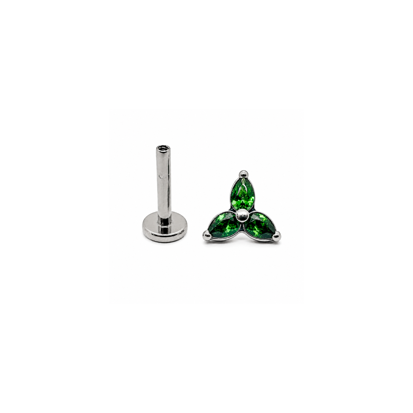 Piercing Trinity zircônia esmeralda