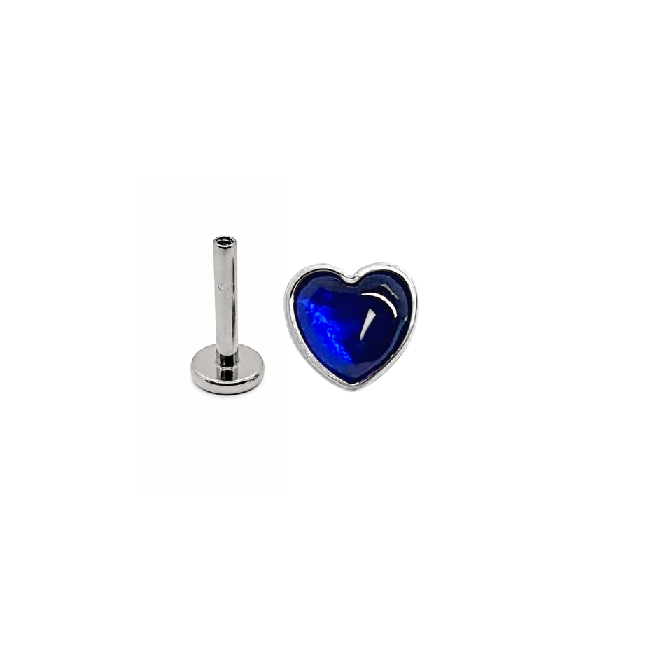 Piercing Coração safira natural | Pratinhas
