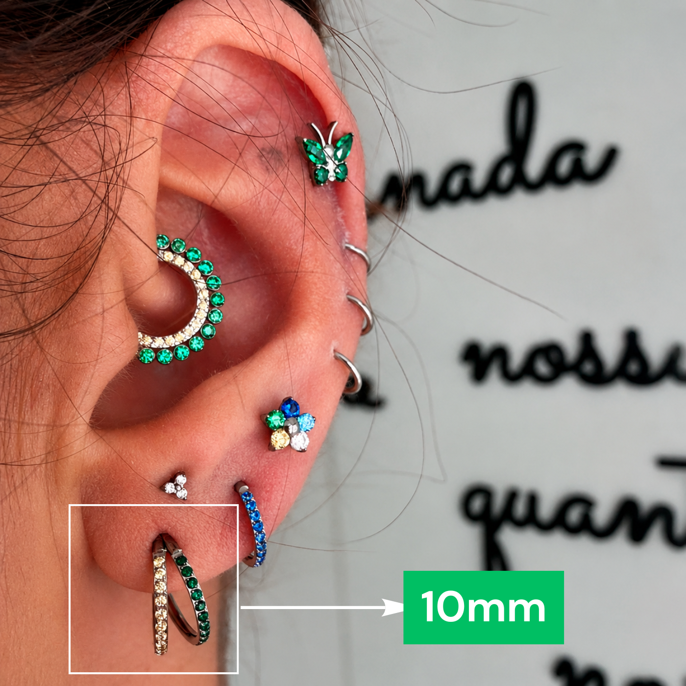 Piercing Articulado Duplo Frontal em Titânio | Pratinhas