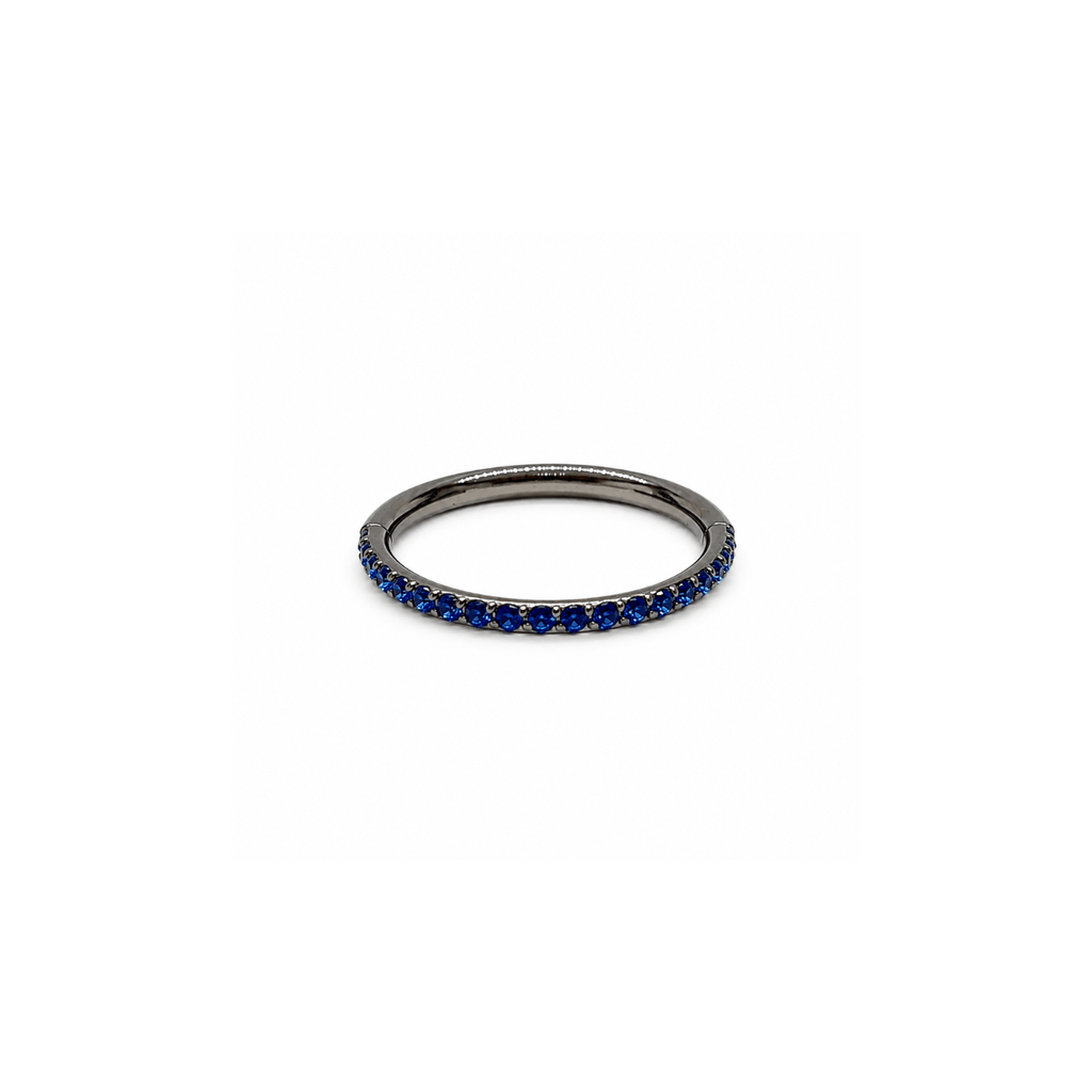 Piercing Articulado Zircônia Azul Escuro cravejada 8mm | Pratinhas