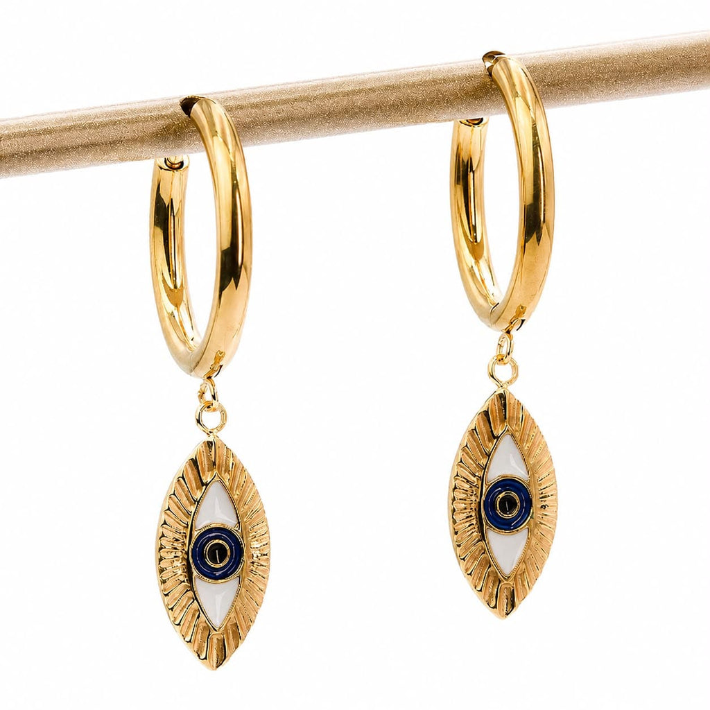 Brinco Olho Grego Titânio Gold 12mm | Pratinhas