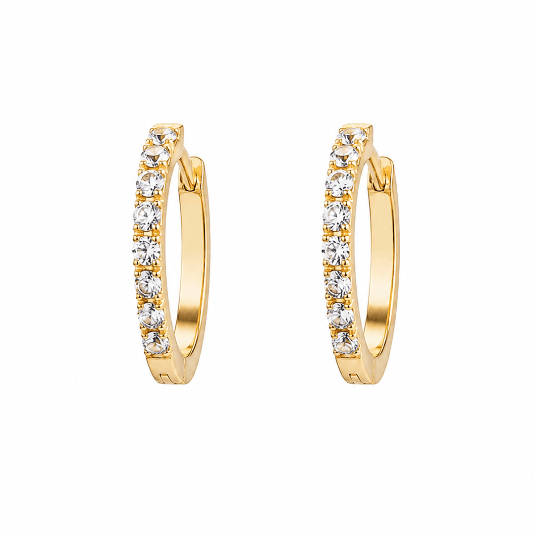 Brinco Lumina Cravejada em Titânio Gold 10mm | Pratinhas