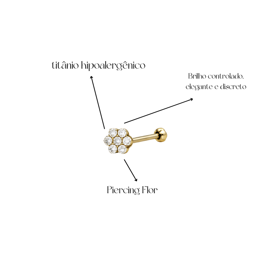 Piercing Helix Flor em Titânio | Pratinhas
