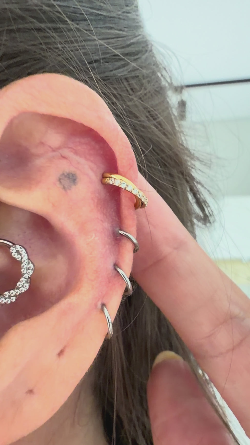 Piercing Helix Celeste Gold Titânio 7mm e 11mm | Pratinhas